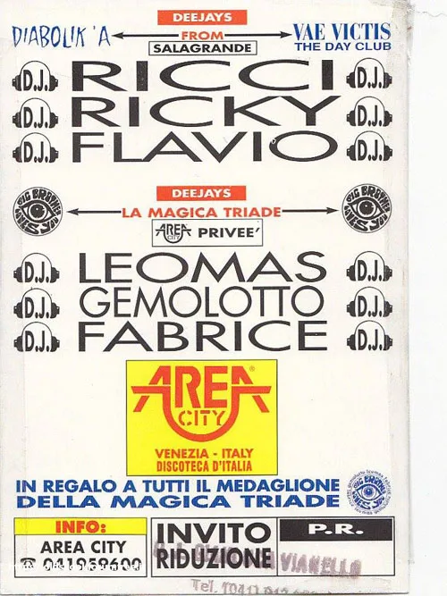 Front view of the flyer for the event by Area City that took place on 0000-00-00