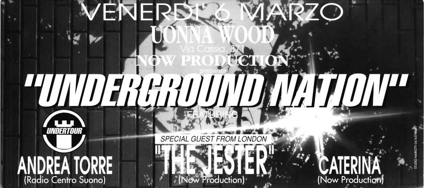 Back view of the flyer for the event by Underground Nation and Uonna Wood that took place on 0000-03-06