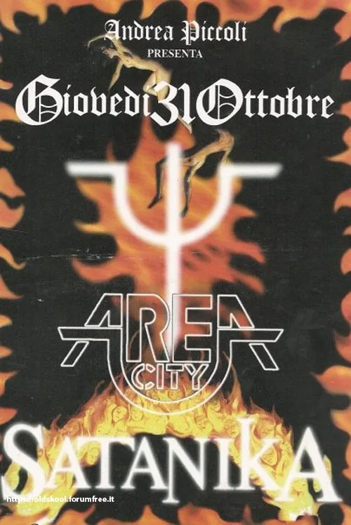Front view of the flyer for the event by Satanika and Area City that took place on 0000-10-31