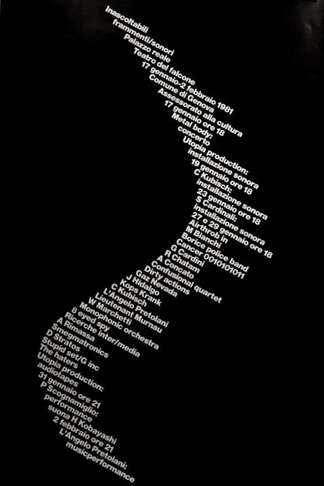 Front view of the flyer for the event by Teatro del Falcone, Palazzo Reale that took place on 1981-01-17