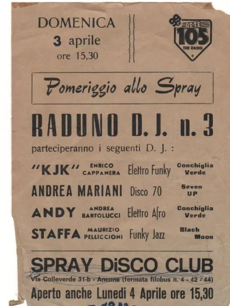 Front view of the flyer for the event by Spray that took place on 1988-04-03