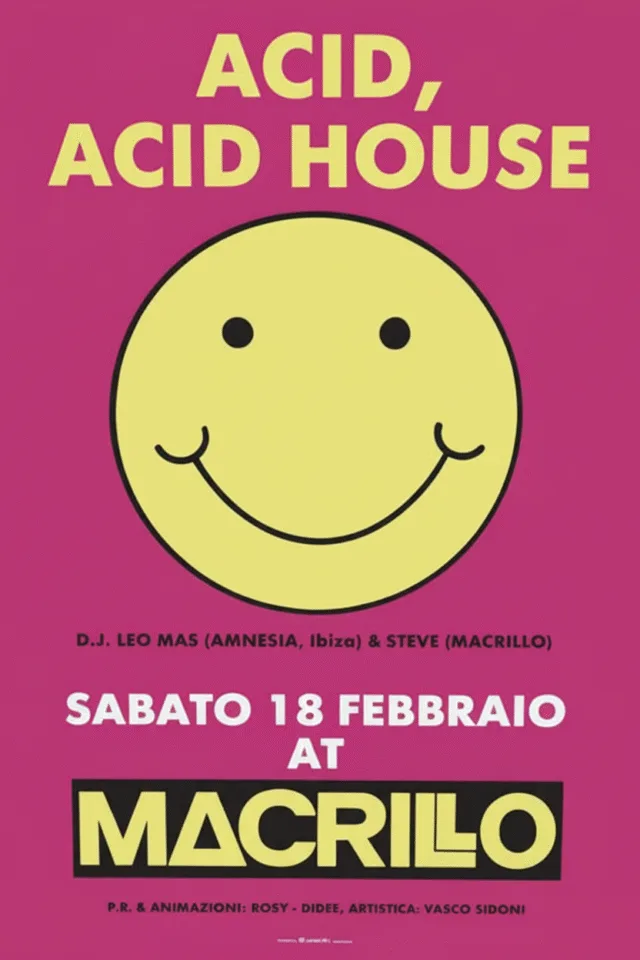 Front view of the flyer for the event by Macrillo that took place on 1989-02-18