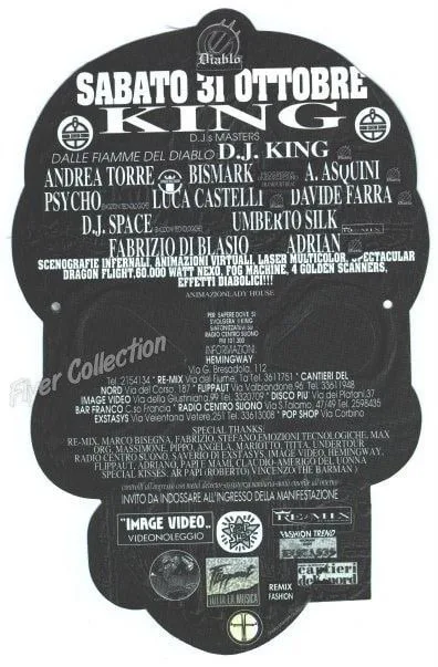 Back view of the flyer for the event by King and Easy Life Disco that took place on 1992-10-31