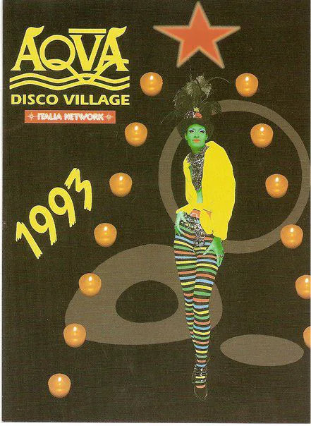 Front view of the flyer for the event by Italia Network and Aqva Disco Village that took place on 1993-00-00