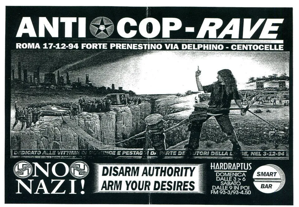 Front view of the flyer for the event by AntiCop-Rave that took place on 1994-12-17