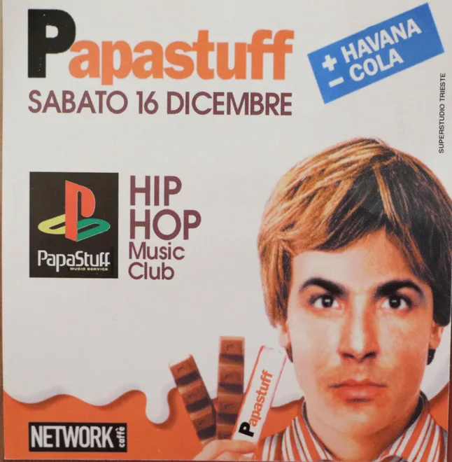 Front view of the flyer for the event by Papastuff that took place on 1995-12-16