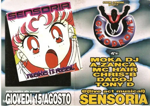 Front view of the flyer for the event by Gheodrome that took place on 1996-08-15