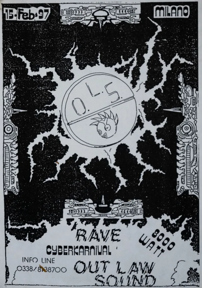 Front view of the flyer for the event by Out Law Sound that took place on 1997-02-15