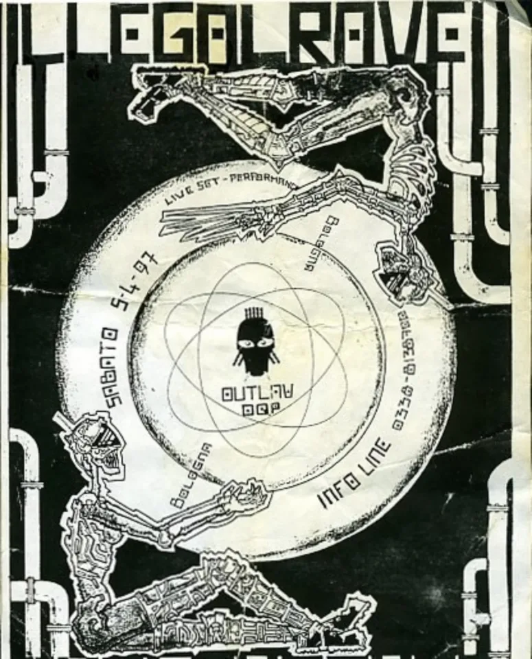 Front view of the flyer for the event by Out Law Sound that took place on 1997-04-05