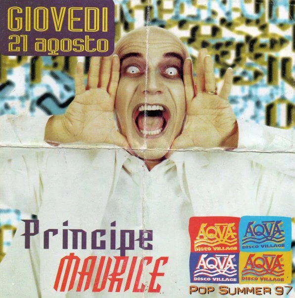 Front view of the flyer for the event by Aqva Disco Village that took place on 1997-08-21