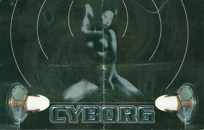 Front view of the flyer for the event by Cyborg Disco that took place on 1998-04-11