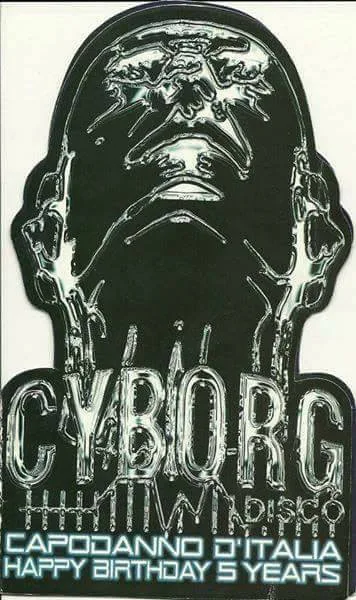 Front view of the flyer for the event by Cyborg Disco that took place on 1998-12-31