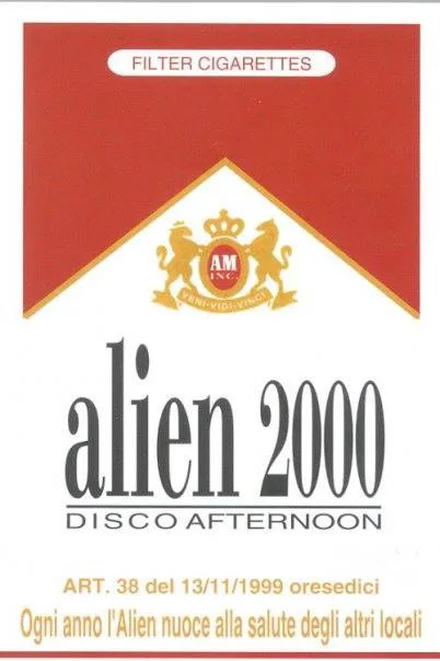 Front view of the flyer for the event by Alien that took place on 1999-11-13
