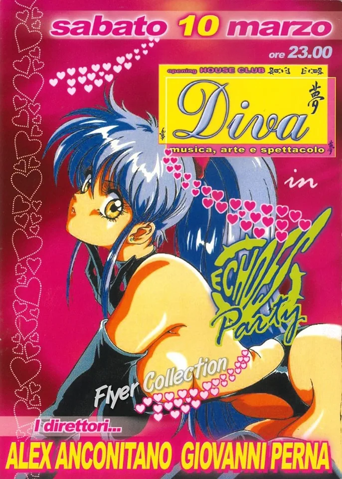 Front view of the flyer for the event by Echoes Party and Diva Disco that took place on 2001-03-10