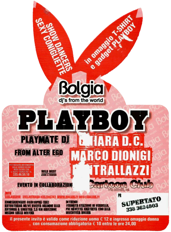 Back view of the flyer for the event by Bolgia and Cartoon Club that took place on 2007-11-10