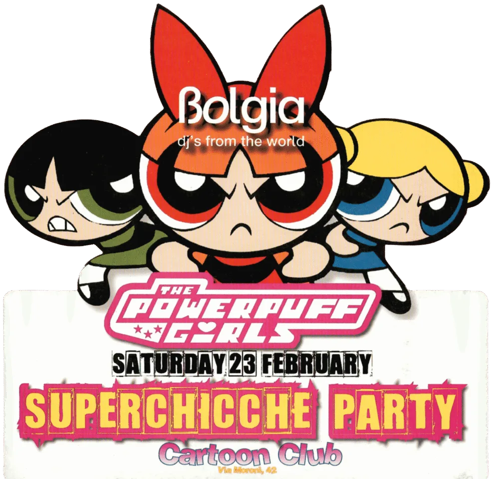 Front view of the flyer for the event by Bolgia and Cartoon Club that took place on 2008-02-23
