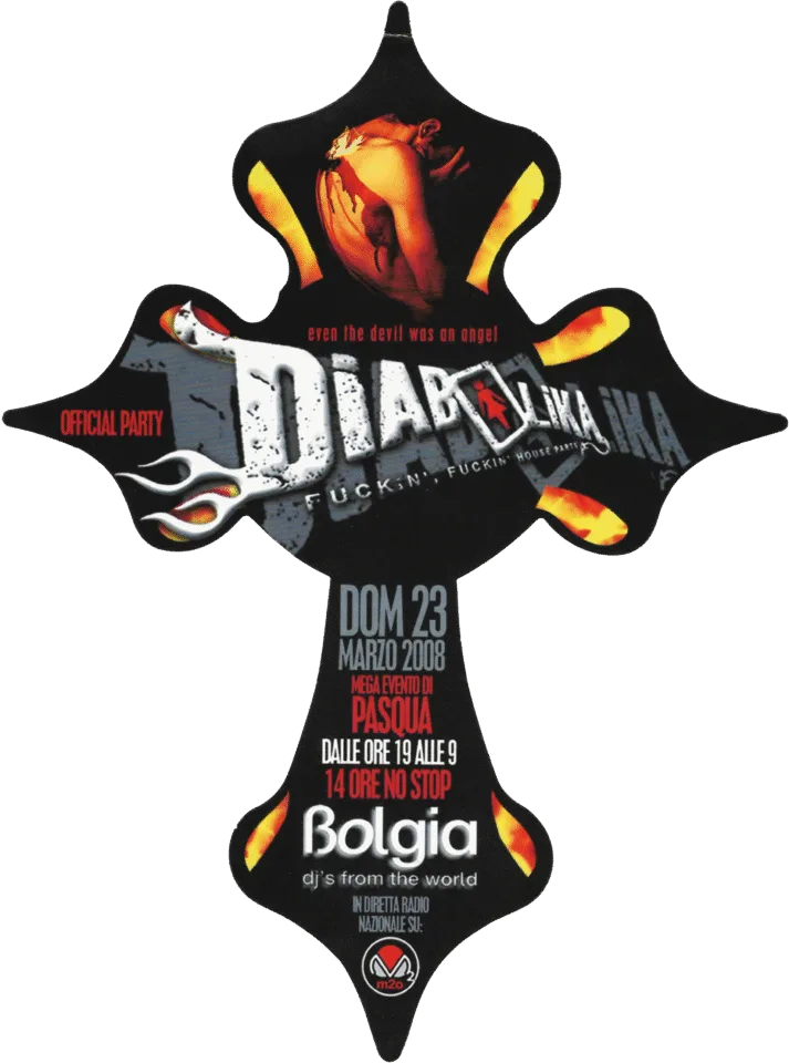 Front view of the flyer for the event by Bolgia and Diabolika that took place on 2008-03-23