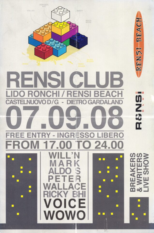 Back view of the flyer for the event by Rensi Club that took place on 2008-09-07