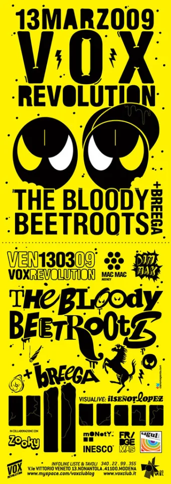 Front view of the flyer for the event by Vox Club that took place on 2009-03-13