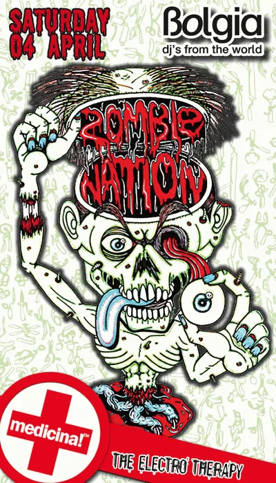 Front view of the flyer for the event by Bolgia and Medicina that took place on 2009-04-04