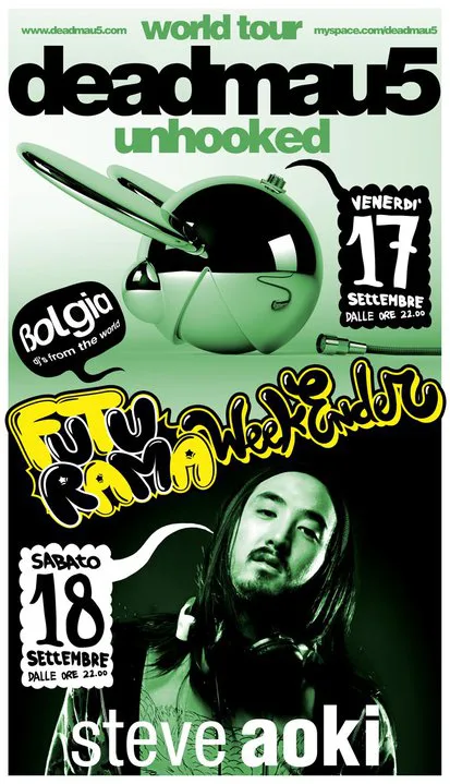 Front view of the flyer for the event by Futurama and Bolgia that took place on 2010-09-17