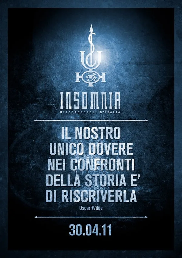 Front view of the flyer for the event by Metempsicosi and Insomnia that took place on 2011-04-30