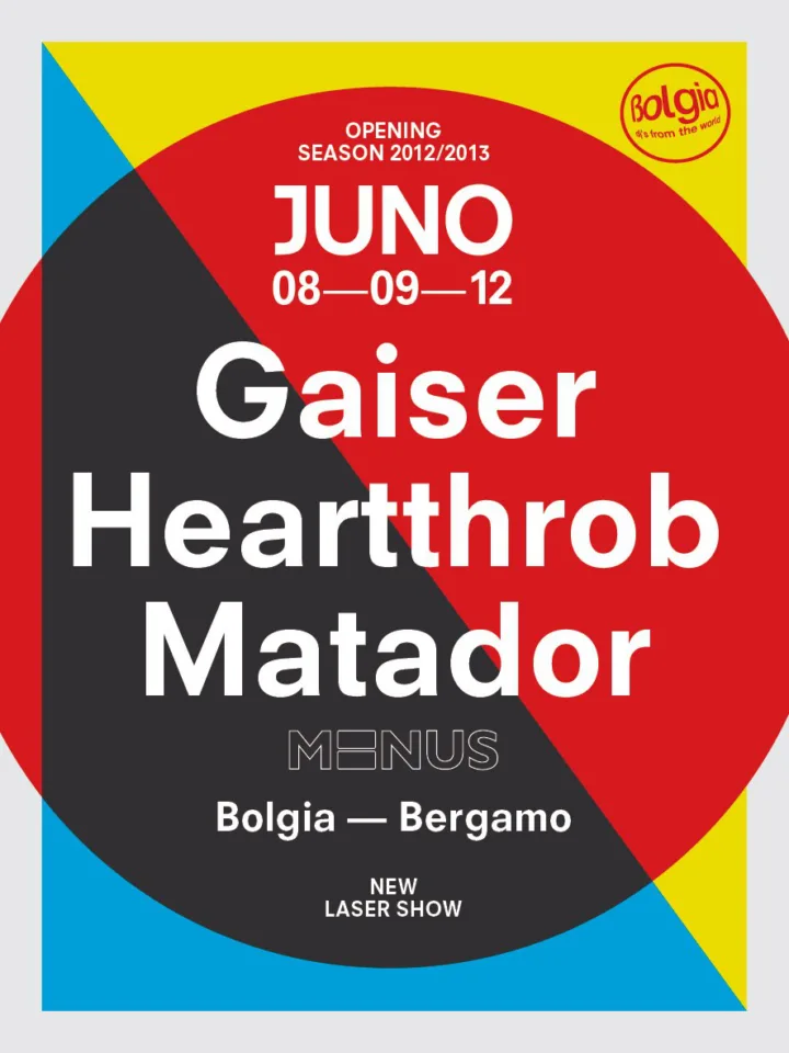 Front view of the flyer for the event by Juno and Bolgia that took place on 2012-09-08