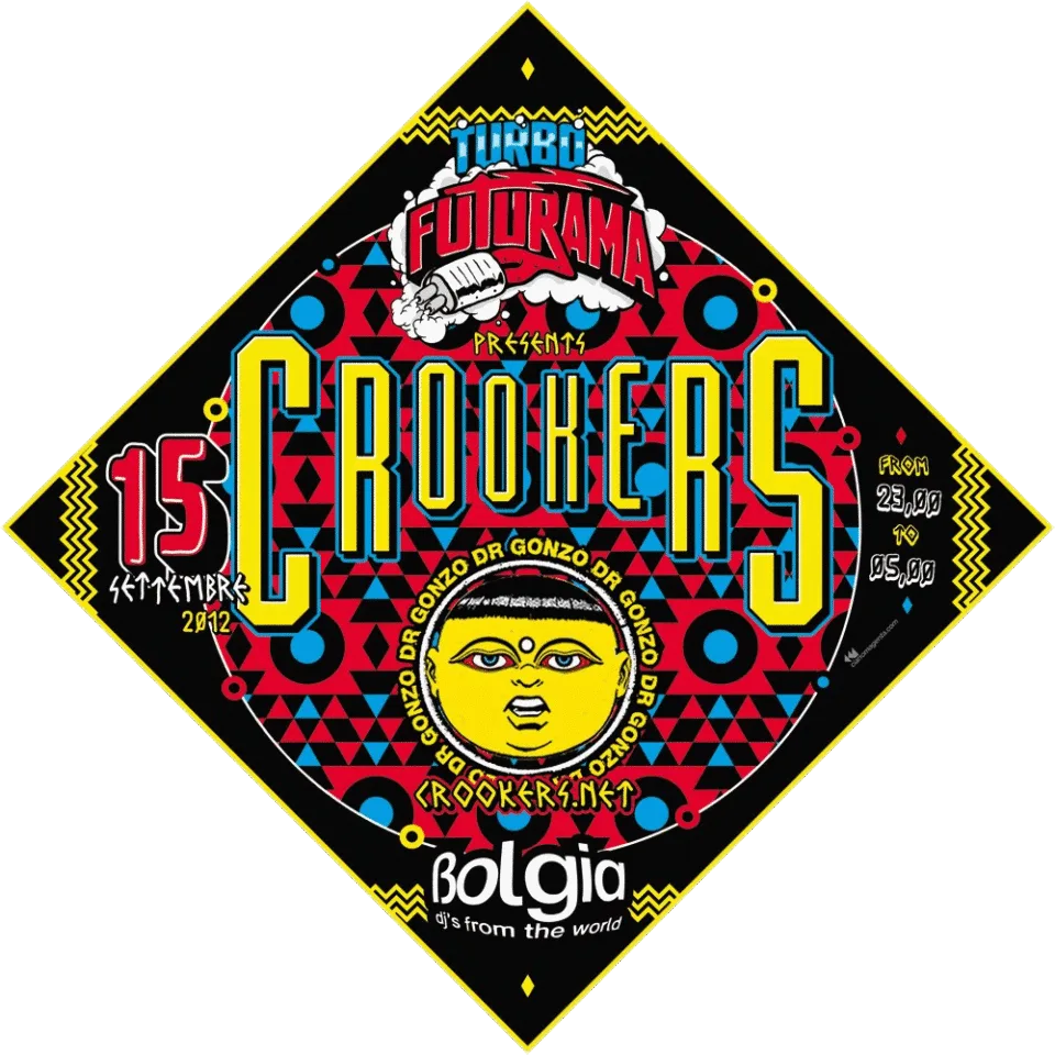 Front view of the flyer for the event by Futurama and Bolgia that took place on 2012-09-15