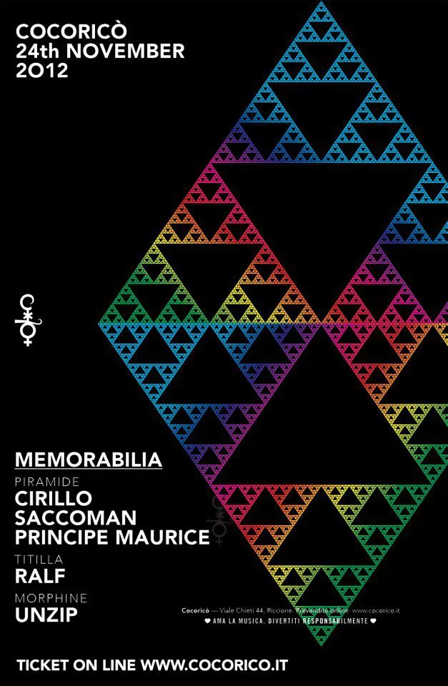 Front view of the flyer for the event by Cocoricò that took place on 2012-11-24