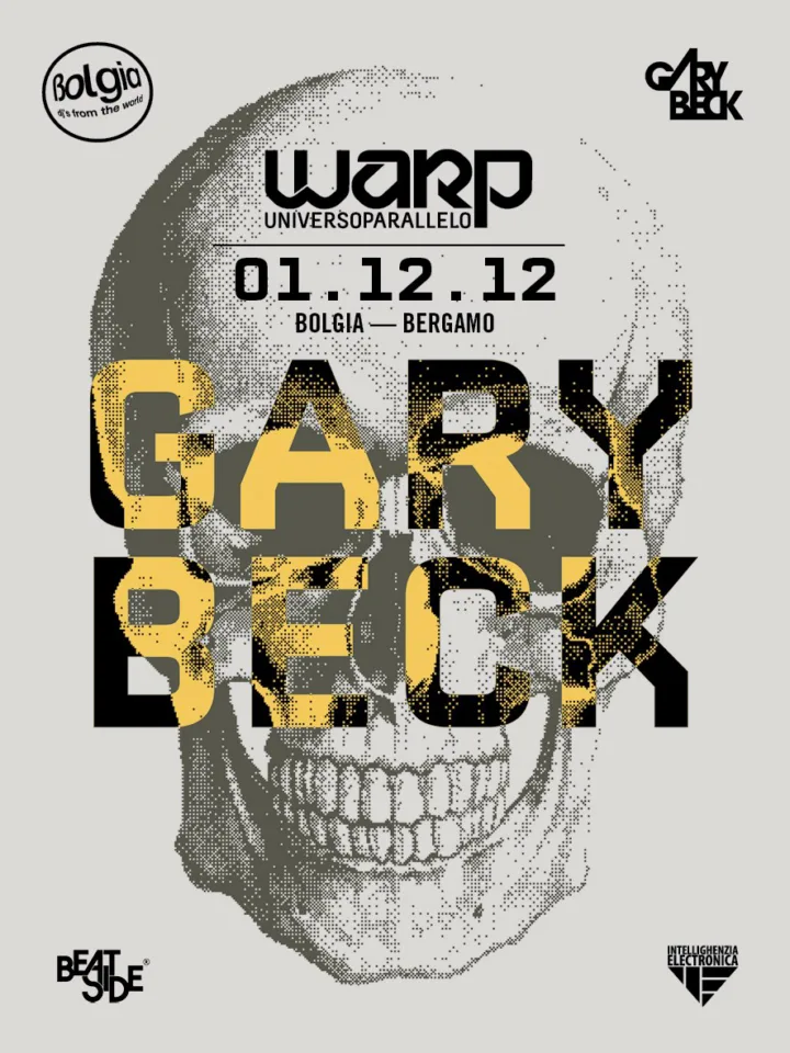 Front view of the flyer for the event by Warp and Bolgia that took place on 2012-12-01