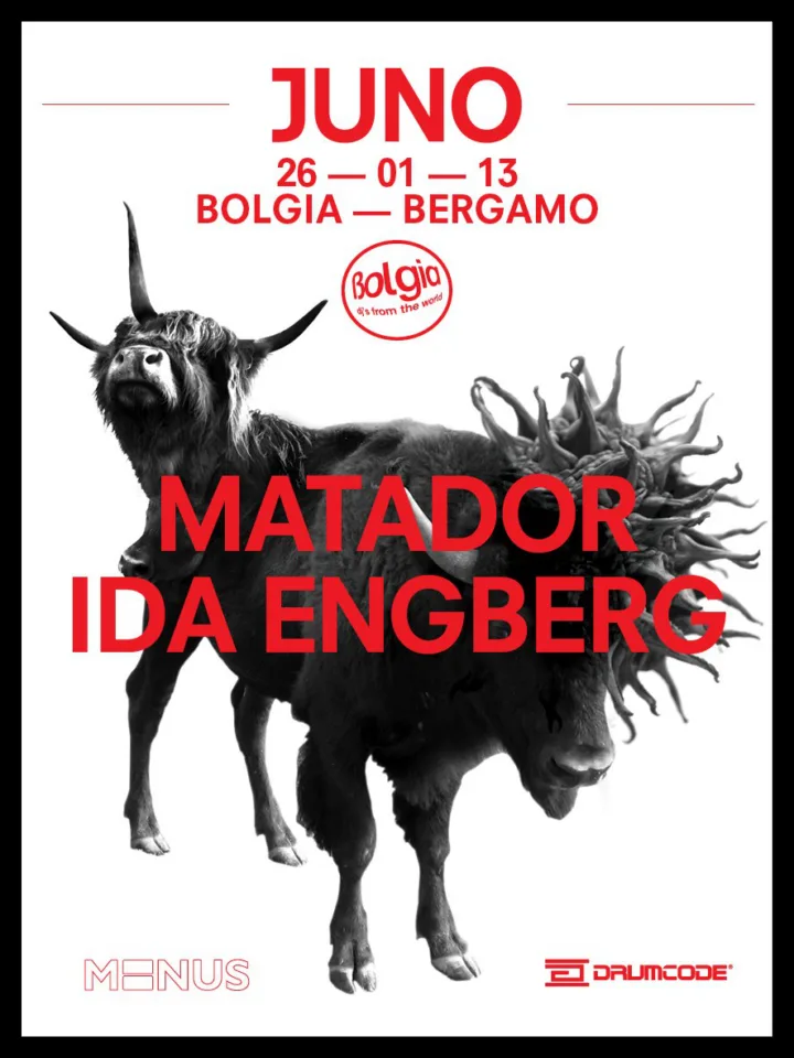 Front view of the flyer for the event by Juno and Bolgia that took place on 2013-01-26