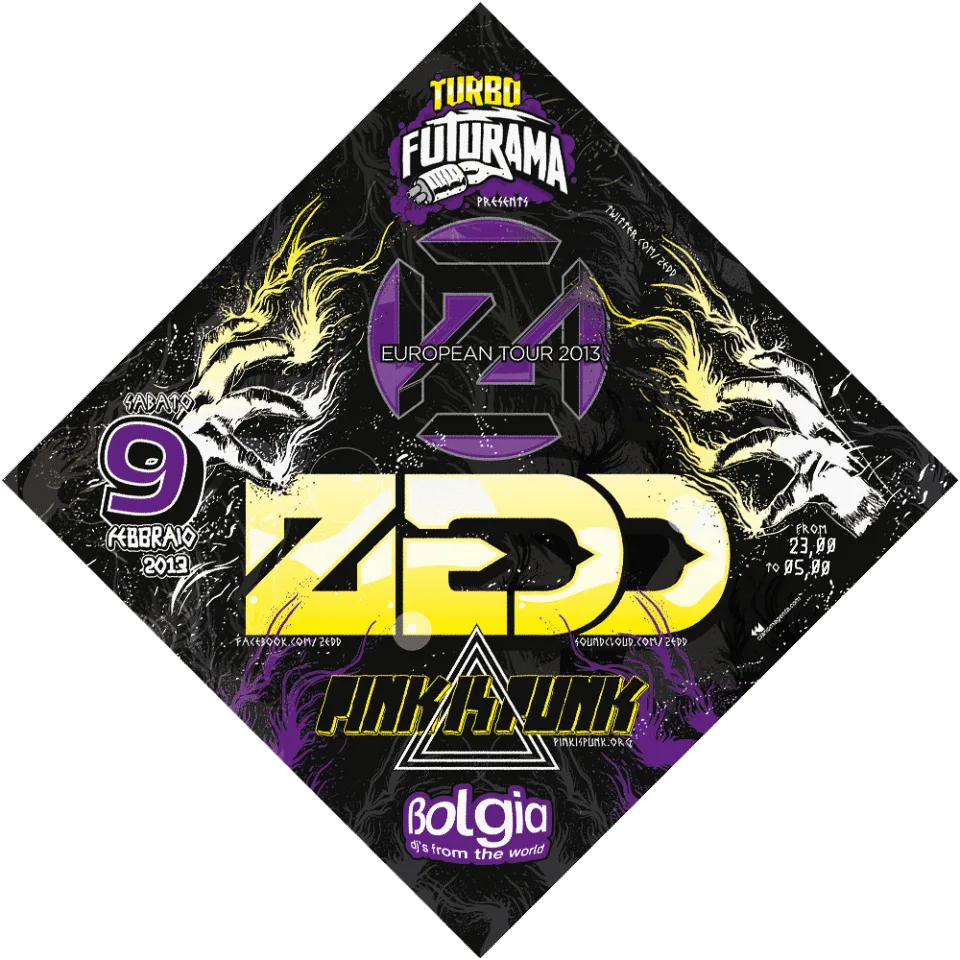 Front view of the flyer for the event by Futurama and Bolgia that took place on 2013-02-09