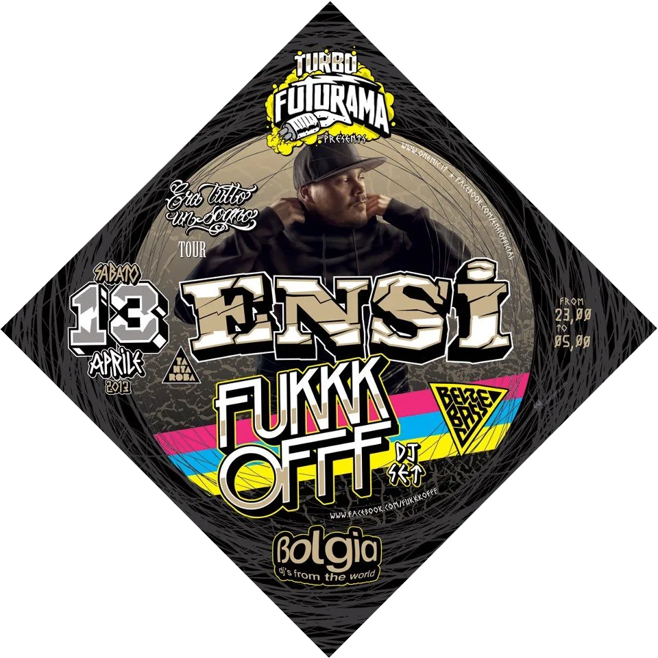 Front view of the flyer for the event by Futurama and Bolgia that took place on 2013-04-13