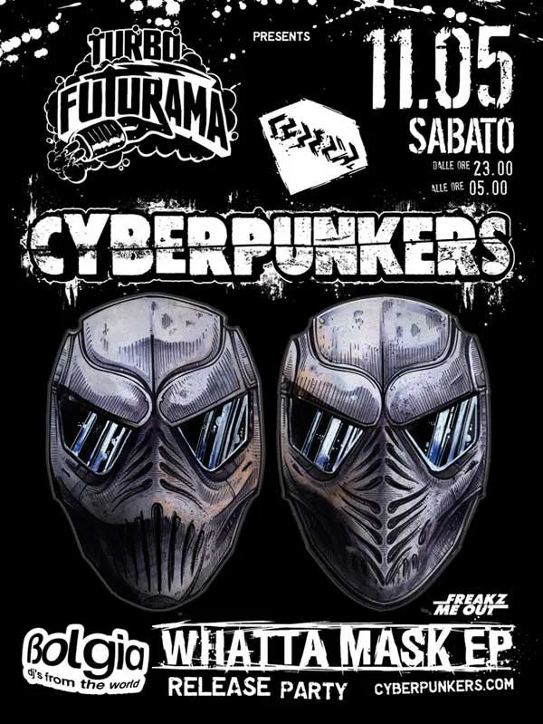 Front view of the flyer for the event by Futurama and Bolgia that took place on 2013-05-11