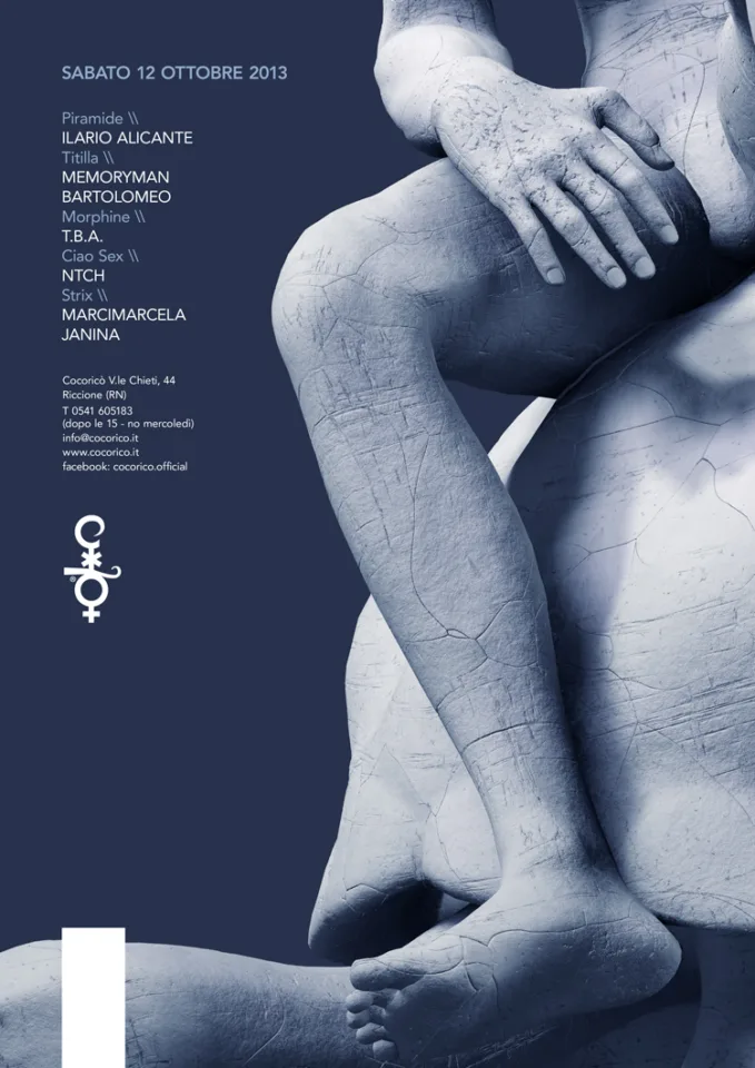 Front view of the flyer for the event by Cocoricò that took place on 2013-10-12