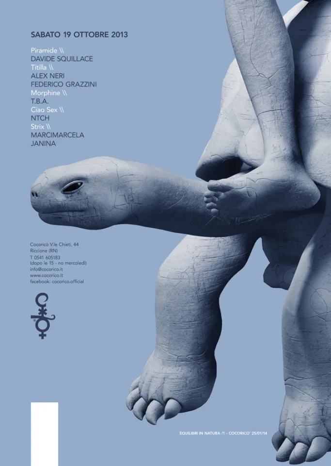 Front view of the flyer for the event by Cocoricò that took place on 2013-10-19