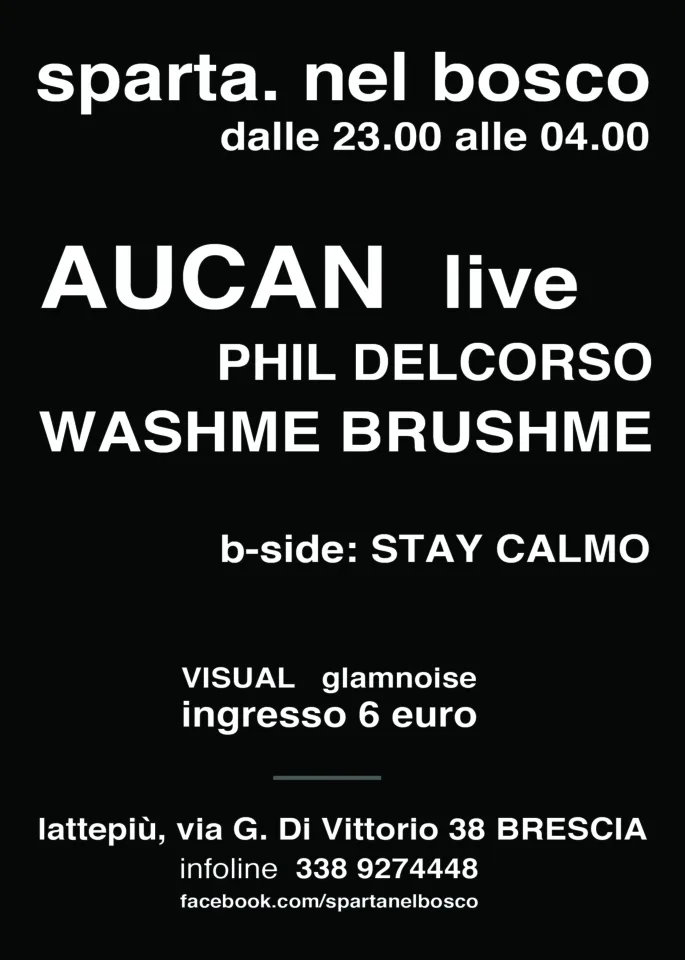 Back view of the flyer for the event by sparta. nel bosco and Lattepiù that took place on 2013-10-19