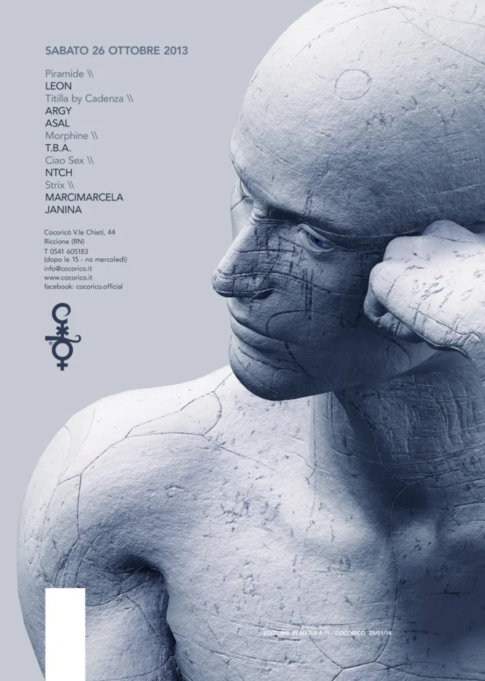 Front view of the flyer for the event by Cocoricò that took place on 2013-10-26