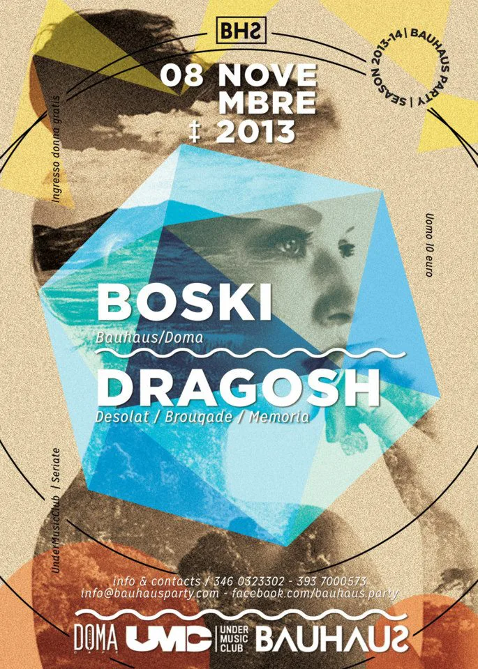 Front view of the flyer for the event by Bauhaus Party and Under Music Club that took place on 2013-11-08