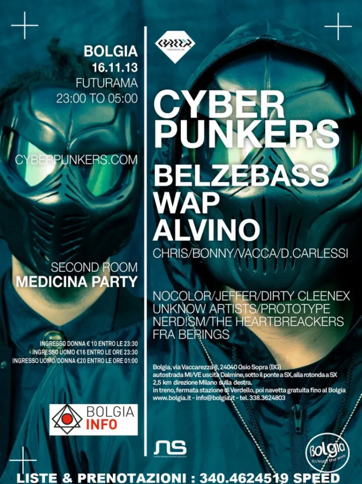 Back view of the flyer for the event by Bolgia that took place on 2013-11-16