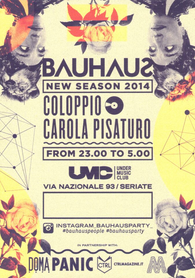 Back view of the flyer for the event by Bauhaus Party and Under Music Club that took place on 2013-11-22