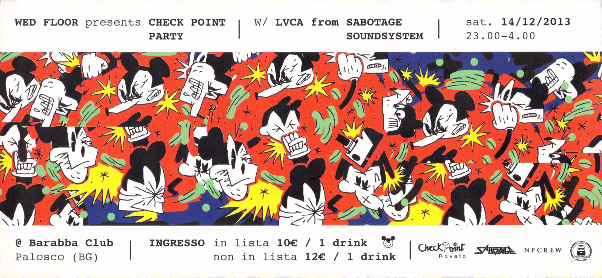 Front view of the flyer for the event by Wed Floor and Barabba that took place on 2013-12-14