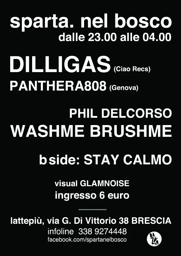 Back view of the flyer for the event by sparta. nel bosco and Lattepiù that took place on 2013-12-21