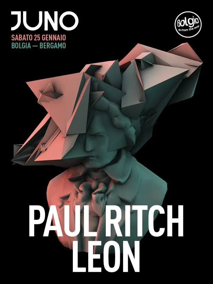 Front view of the flyer for the event by Juno and Bolgia that took place on 2014-01-25