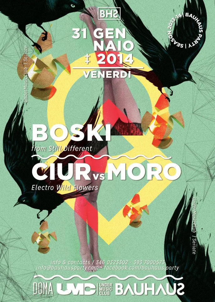 Front view of the flyer for the event by Bauhaus Party and Under Music Club that took place on 2014-01-31