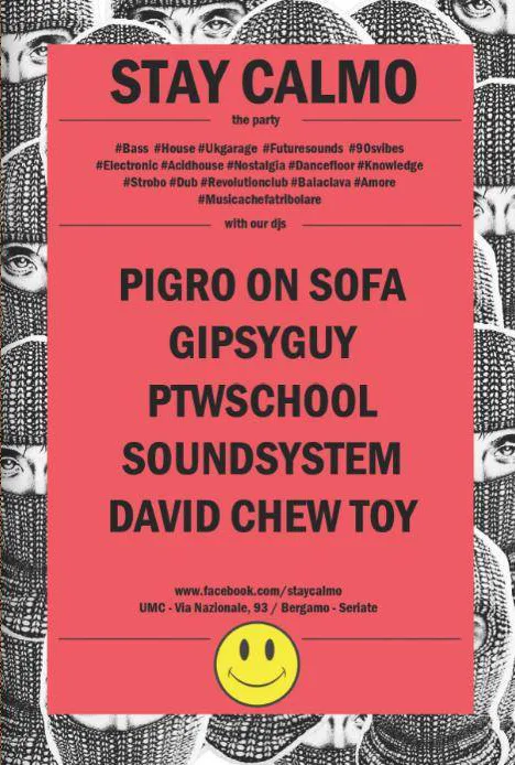 Back view of the flyer for the event by Stay Calmo and Under Music Club that took place on 2014-02-14