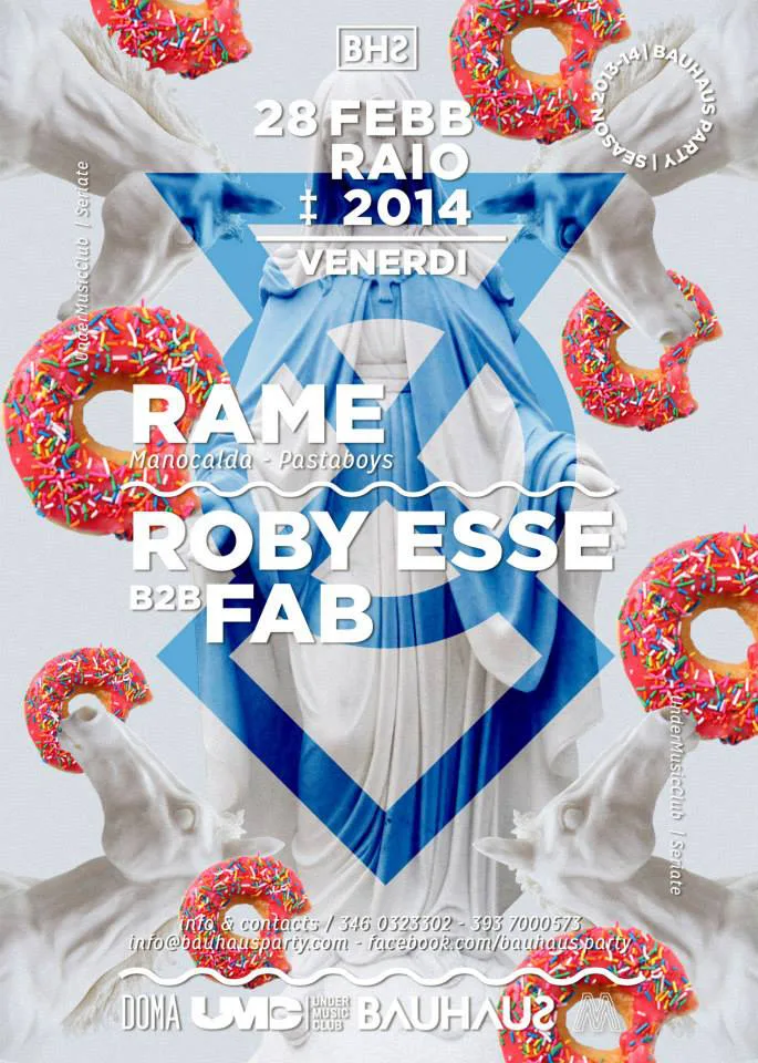 Front view of the flyer for the event by Bauhaus Party and Under Music Club that took place on 2014-02-28