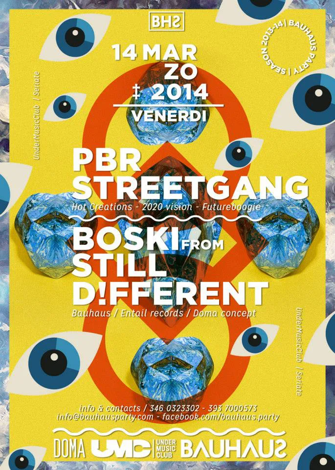 Front view of the flyer for the event by Bauhaus Party and Under Music Club that took place on 2014-03-14