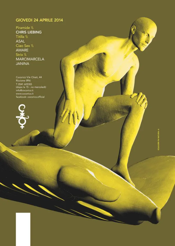 Front view of the flyer for the event by Cocoricò that took place on 2014-04-24