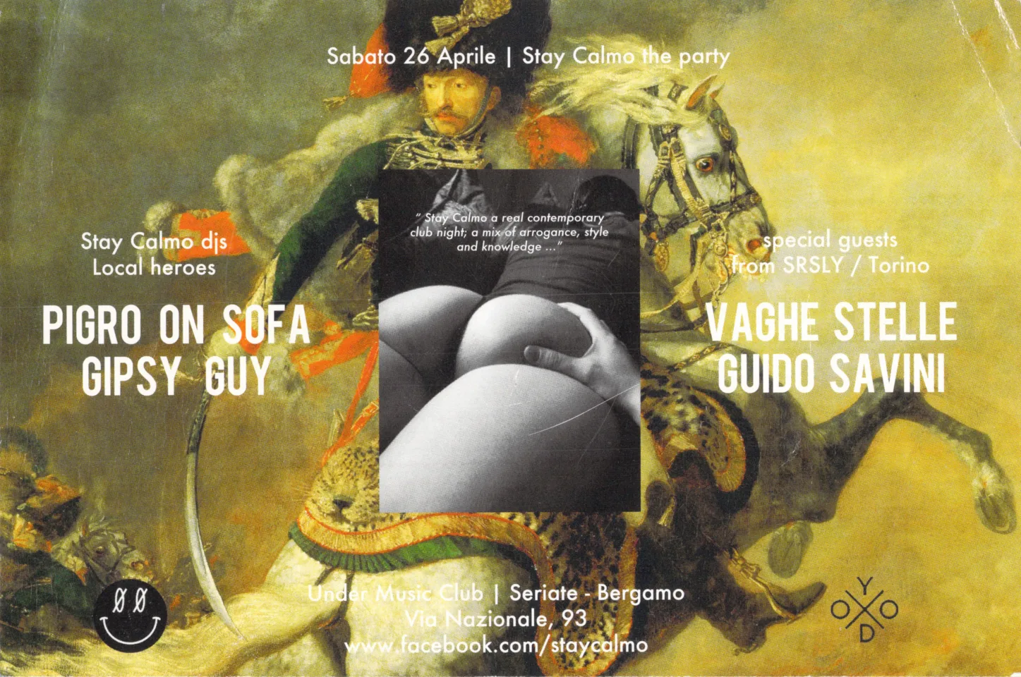 Back view of the flyer for the event by Stay Calmo and Under Music Club that took place on 2014-04-26